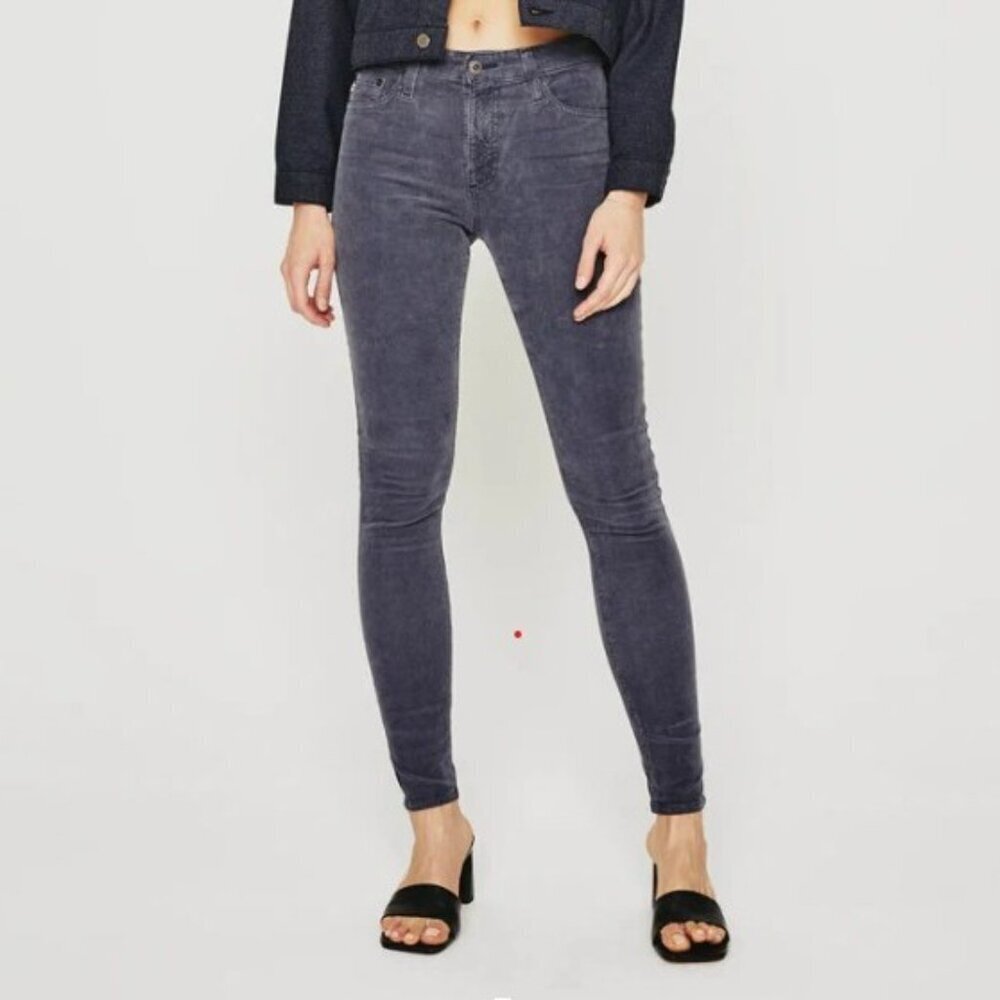 AG ADRIANO GOLDSCHMIED SZ 26R Farrah Skinny High-rise Medium Gray Corduroy Jeans